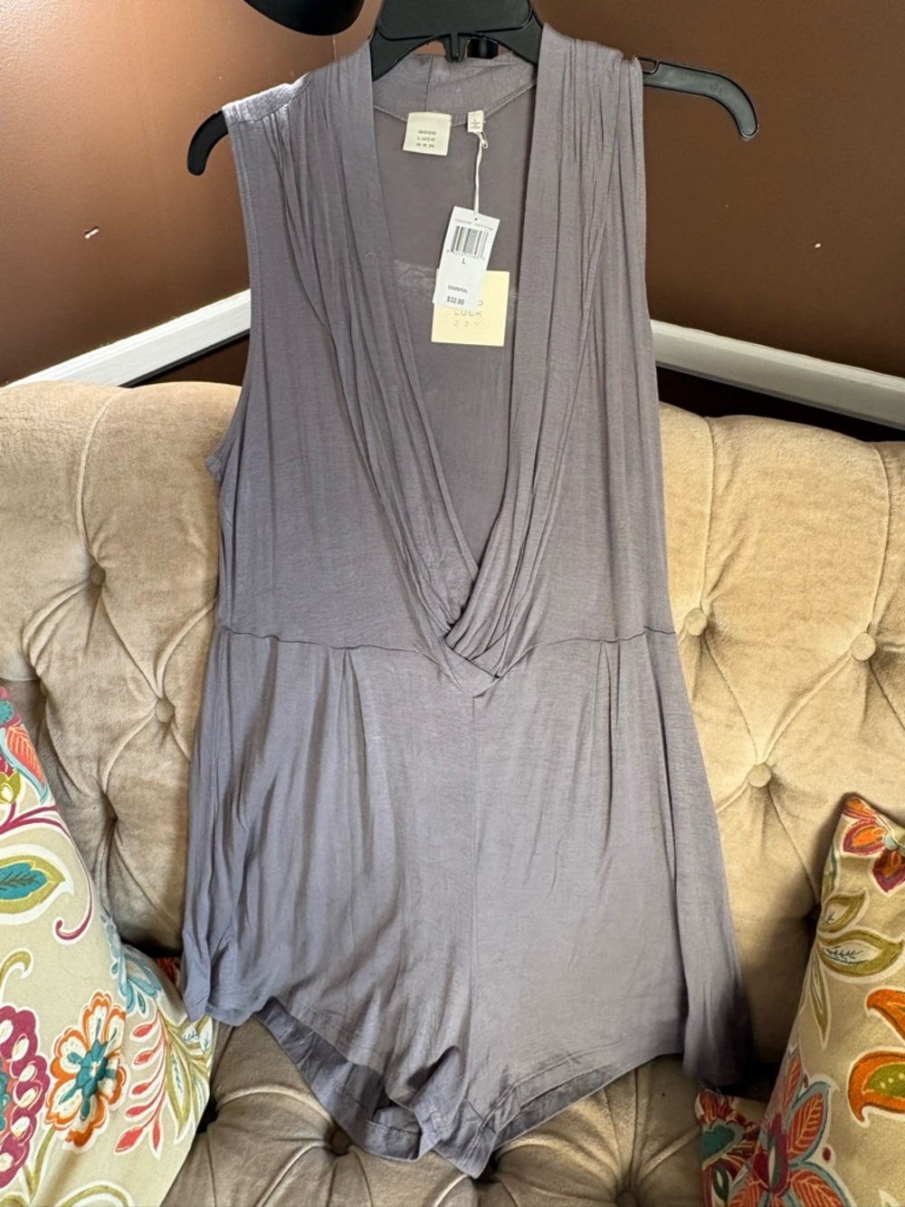 *Brand New* Good Luck Gem Slate Stone Draped Sleeveless Top